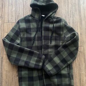 Green and Black Plaid Hoodie